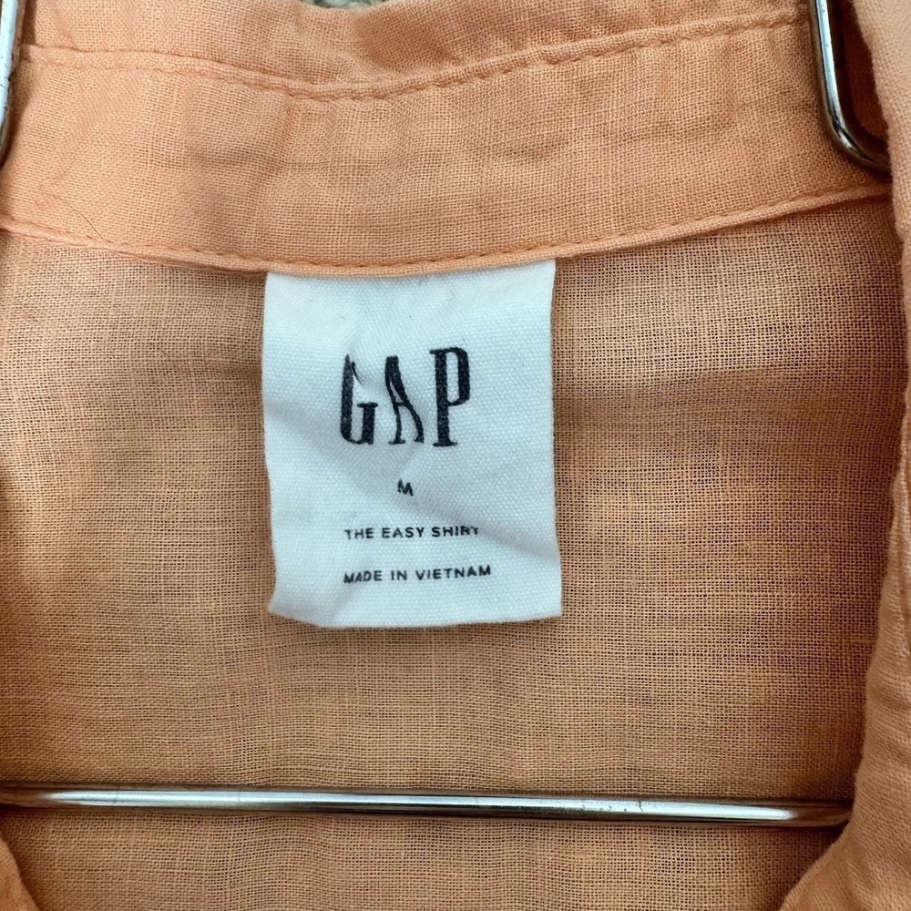 Gap Easy Shirt Orange Linen Blend Long Sleeve Button Up Shirt Women's M Coastal - Picture 8 of 9
